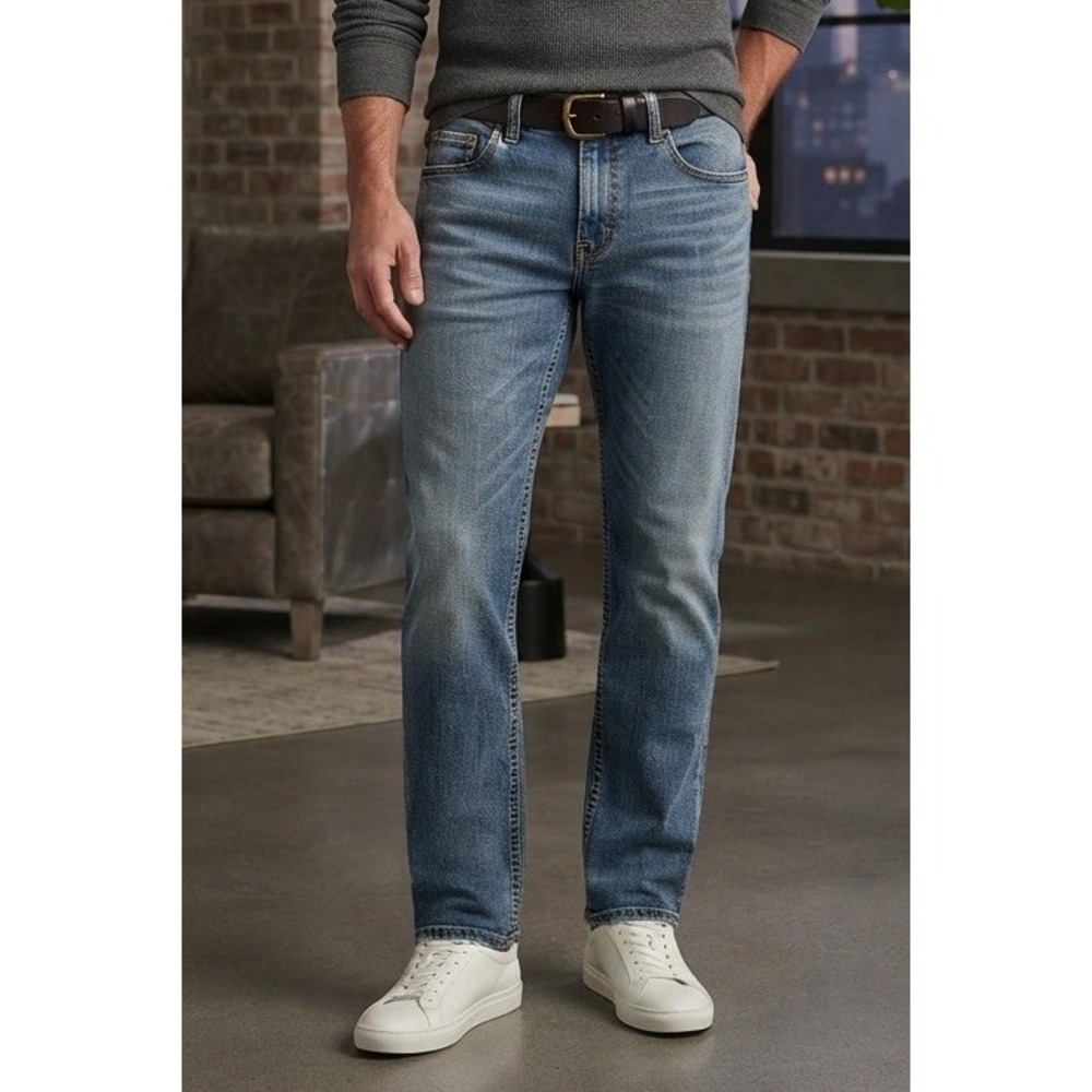 Wrangler Slim Straight Denim Jeans Men's 32x32 Retro Blue Cotton Stretch WLT88BZ
